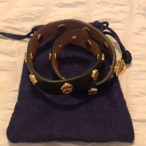 Tory Burch Rose Gold Double Wrap Leather Bracelet